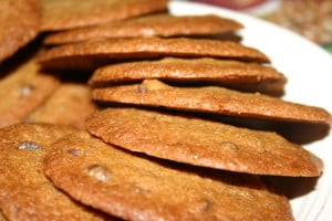 Thin, crispy chocolate chip cookies