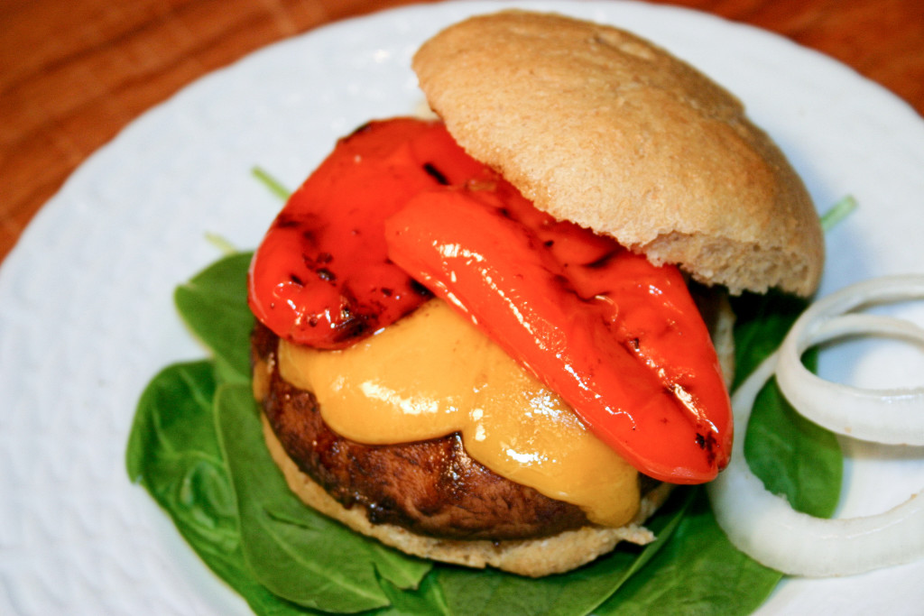 Portobello Burger with Roasted Peppers | Kitchen Gidget