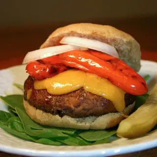 Portobello Burger with Roasted Peppers