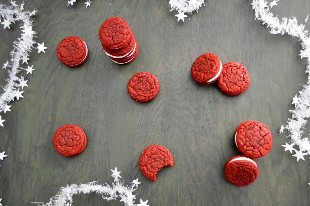 Red Velvet Cookies with Cream Cheese Frosting | Kitchen Gidget