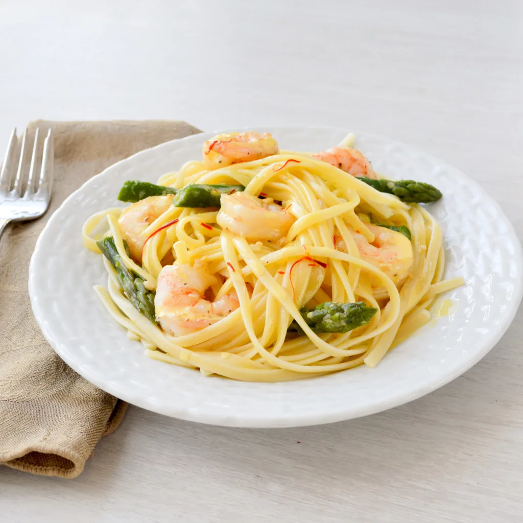 Shrimp Linguine w Saffron Cream Sauce