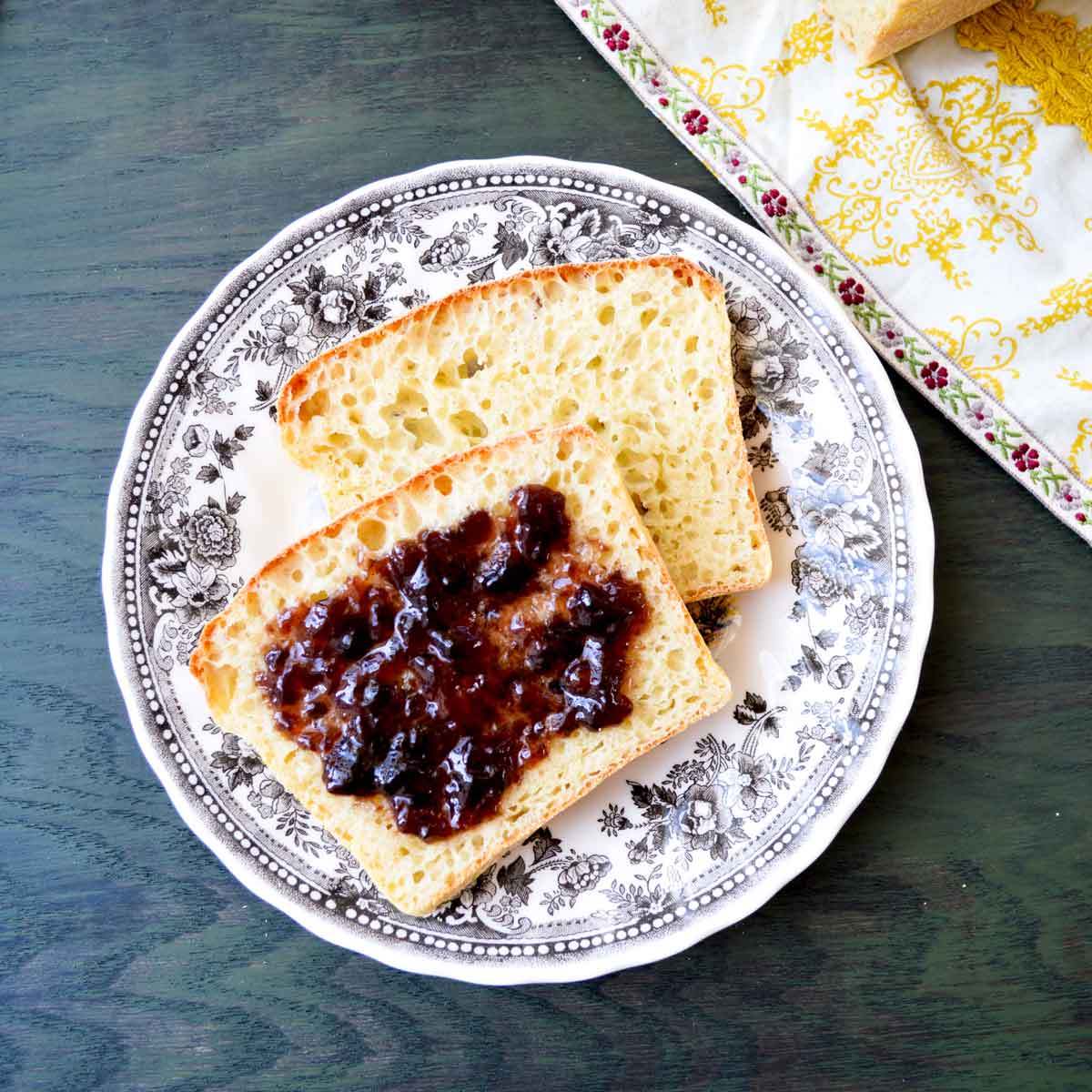 plate of toast with jam