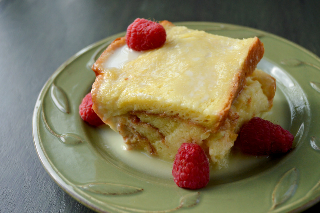Bread Pudding with White Chocolate and Raspberries