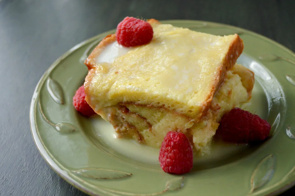 Bread Pudding with White Chocolate and Raspberries