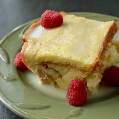 Bread Pudding with White Chocolate and Raspberries