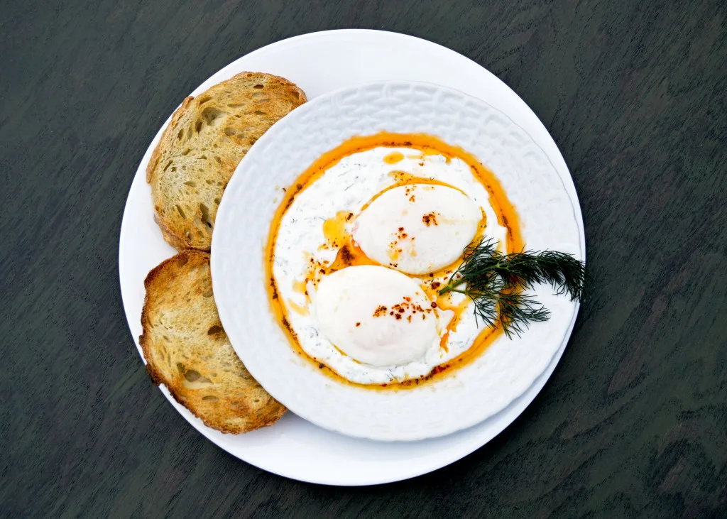 Turkish Eggs: garlicky yogurt, chili butter and poached eggs | Kitchen Gidget