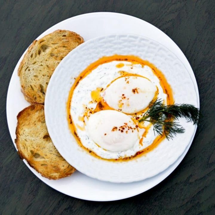 Turkish Eggs: garlicky yogurt, chili butter and poached eggs | Kitchen Gidget