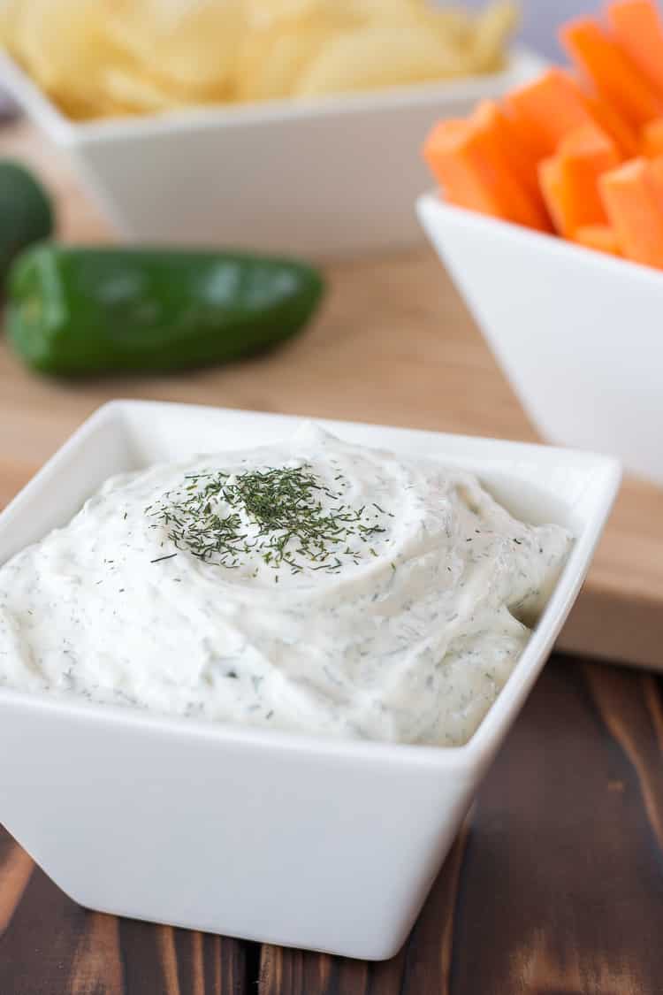 Dill Dip - easy game day or party appetizer with chips and veggies for dipping. So much better homemade! | Kitchen Gidget