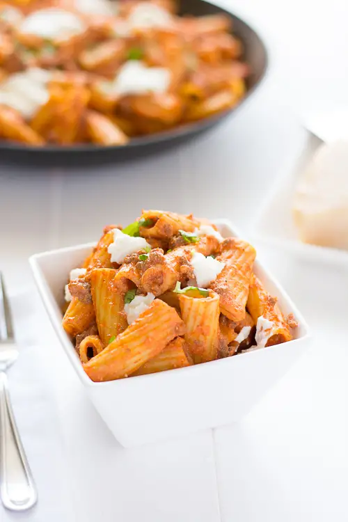 Easy, cheesy Ricotta Pasta with Beef! | Kitchen Gidget