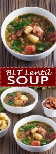 Bacon Lettuce Tomato Lentil Soup - classic meets comfort in this quick and easy soup! | Kitchen Gidget