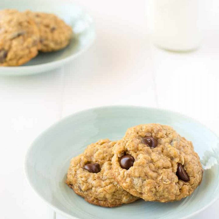 Chocolate Chip Oatmeal Pudding Cookies - extra soft and chewy! | Kitchen Gidget