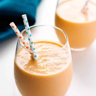 Healthy Orange Carrot Smoothie with pineapple and oats! | Kitchen Gidget