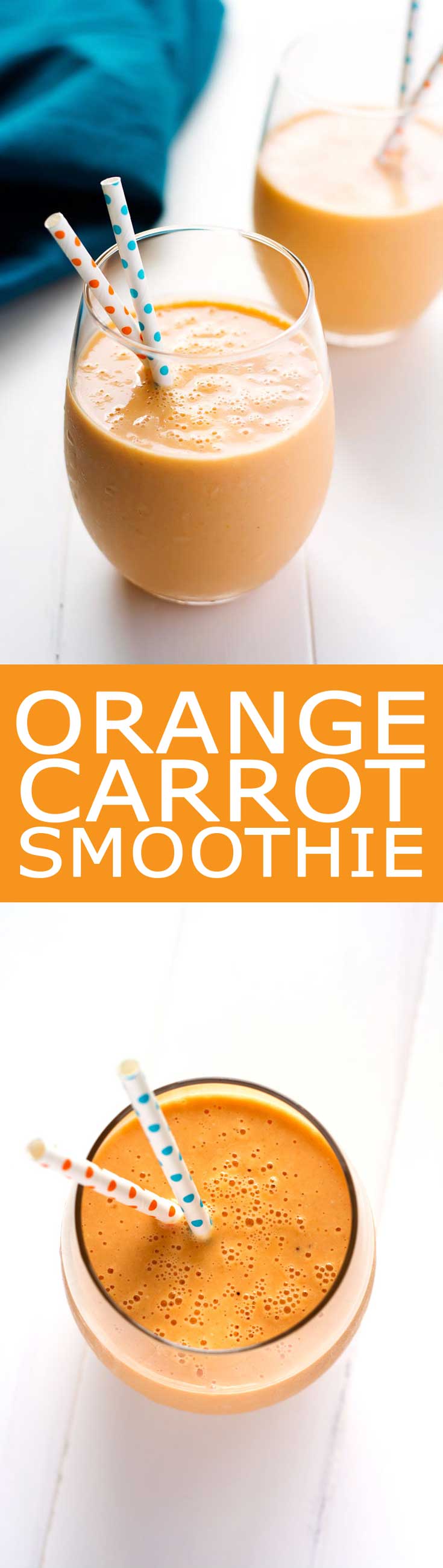 Healthy Orange Carrot Smoothie with pineapple, oats, Greek yogurt. Enjoy this for breakfast on busy mornings! #smoothies #smoothierecipes #healthysmoothies #breakfast #breakfastrecipes