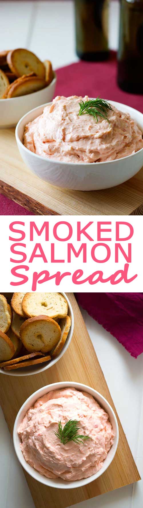 Rich and creamy smoked salmon appetizer dip with cream cheese. Serve this easy spread with bagel chips or veggies! #appetizer #smokedsalmon #dip #creamcheese