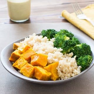 Winter Squash Quinoa Salad - with the warm flavors of curry plus a nutty tahini dressing, this is the perfect cold weather dish!