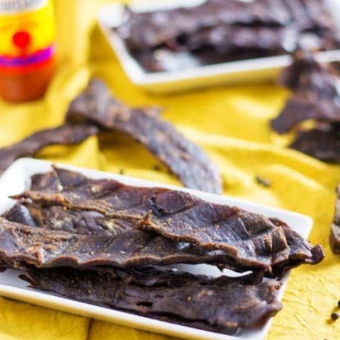 Homemade Oven Beef Jerky, no special equipment needed! Two beef jerky marinade recipes included! | Kitchen Gidget