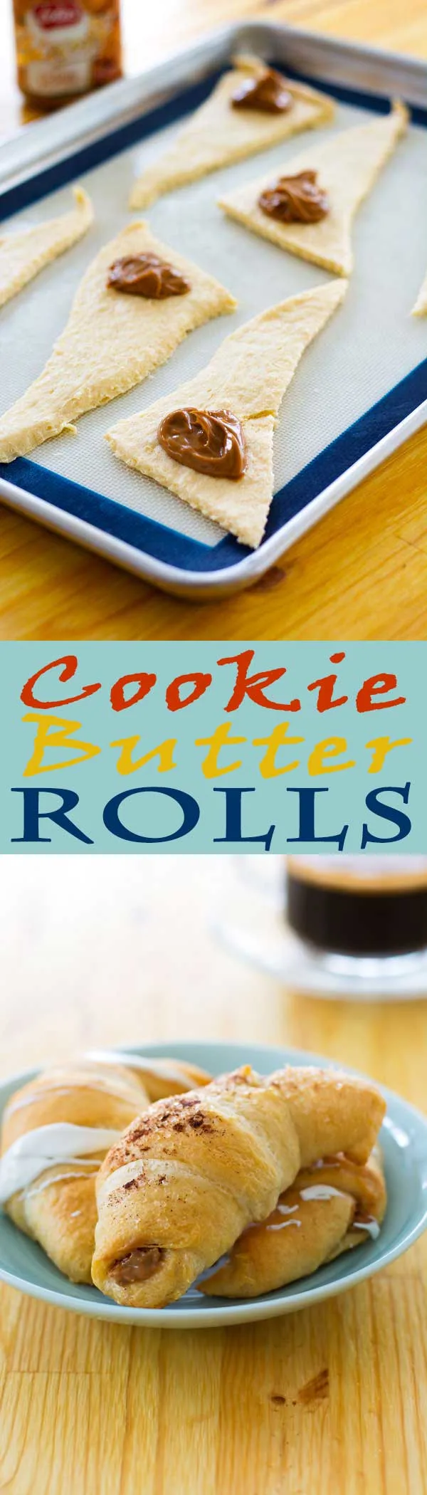These cookie butter rolls are made with only two ingredients – crescent rolls and Biscoff cookie butter spread!