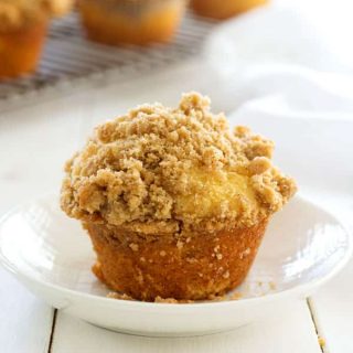 If you love coffee cake, you’ll love these cinnamon streusel muffins! Soft vanilla muffins topped with brown sugar crumbles. Perfect for a weekend brunch or breakfast on the go!