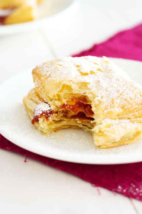 Guava pastelitos (guava pastry) made with puff pastry and guava paste. These Puerto Rican sweet guava puffs look so fancy but are so easy!