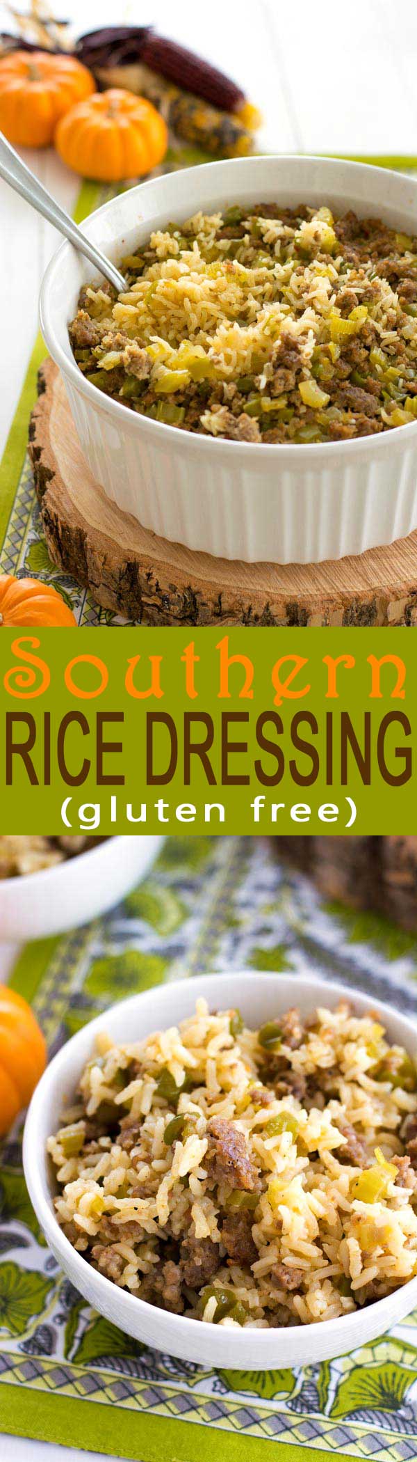 Try this easy rice dressing recipe baked with the traditional flavors of bread stuffing. Great stuffing alternative for gluten free diets!