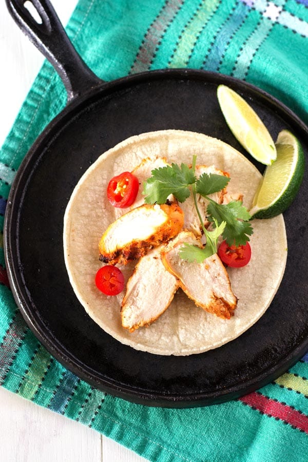 Easy grilled chicken tacos marinade. Juicy and seasoned to perfection!