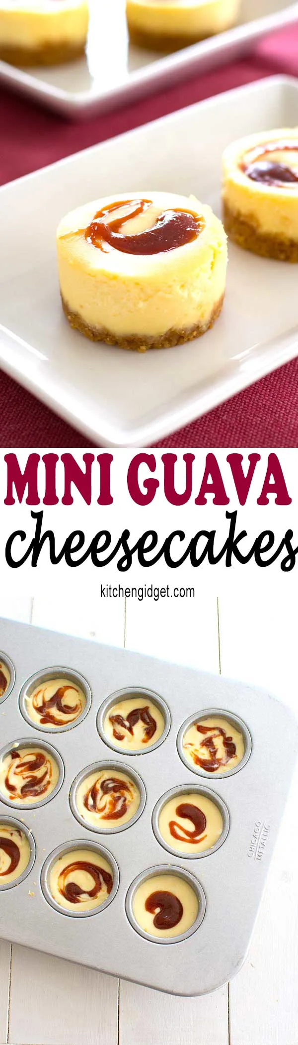 These tropical mini guava cheesecakes taste as good as they look! Perfect dessert recipe for a Puerto Rican or Cuban dinner!
