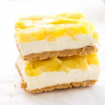 2 slices of pineapple cheesecake bars
