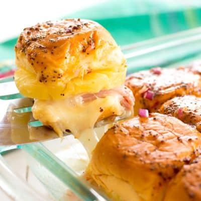 Hawaiian Ham and Cheese Sliders with pineapple. You'll want this snack recipe for the Super Bowl!