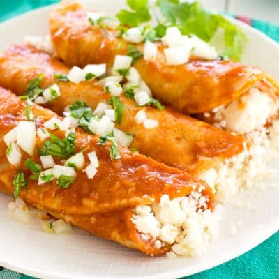plate of queso fresco enchiladas
