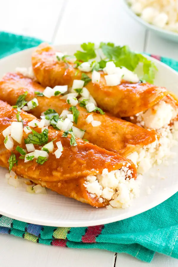 Queso Fresco Enchiladas - the best cheese enchiladas with red sauce are so easy!