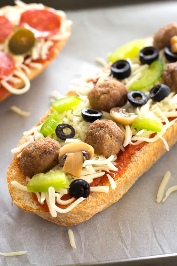 Homemade French Bread Pizza with lots of topping ideas!