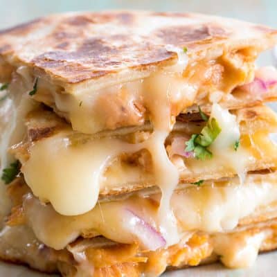 stack of bbq chicken quesadilla