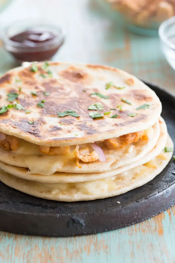 BBQ Chicken Quesadilla recipe like my favorite barbecue chicken pizza with lots of cheese!