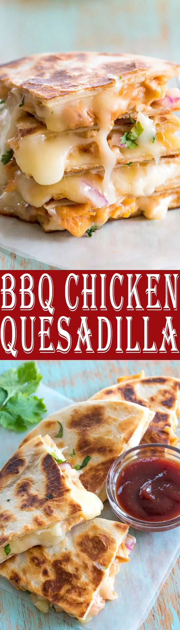 This tasty BBQ Chicken Quesadilla is based off my favorite barbecue chicken pizza! So simple and easy to make a quesadilla instead! #dinner #dinnerrecipes #appetizer #recipe