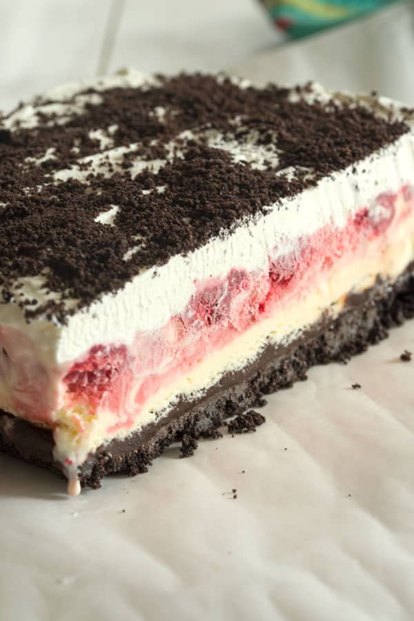 Frozen Raspberry Dessert - chocolate raspberry dessert ice cream cake!