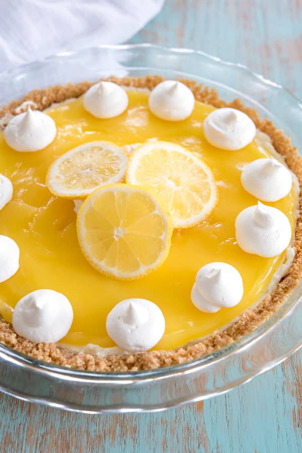 Lemon Cream Cheese Pie - no bake dessert like cheesecake with lemon pie filling!