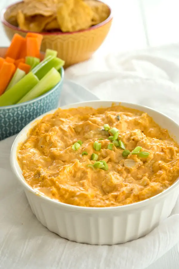 How to make buffalo chicken dip with veggies and chips for dipping