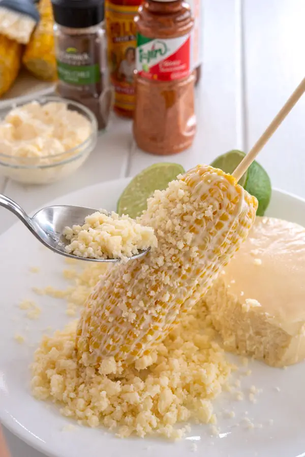 Elote recipe: sprinkle with cotija cheese
