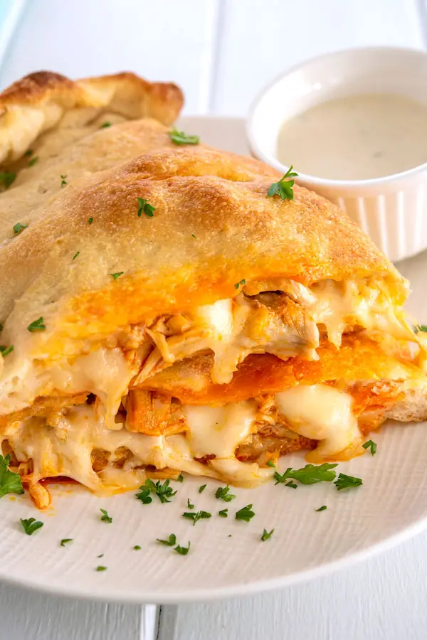 Buffalo Chicken Calzones on a plate