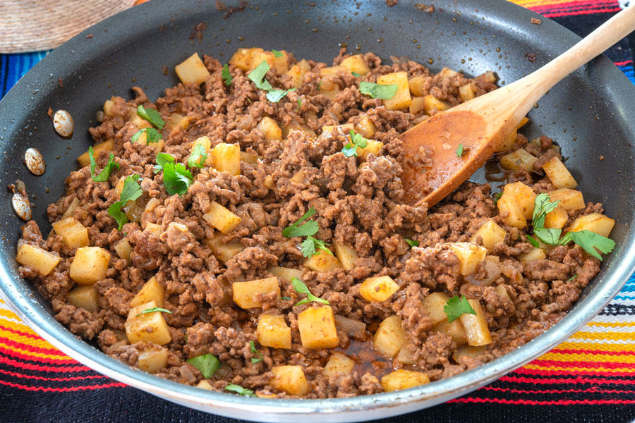 Mexican Picadillo in a large skillet