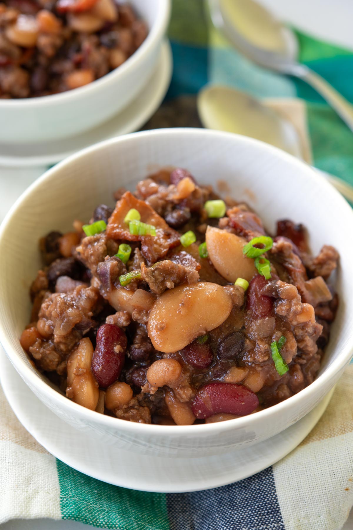Bowl of crock pot calico beans